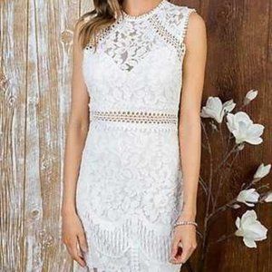 Crocheted Lace Short Cocktail Dress